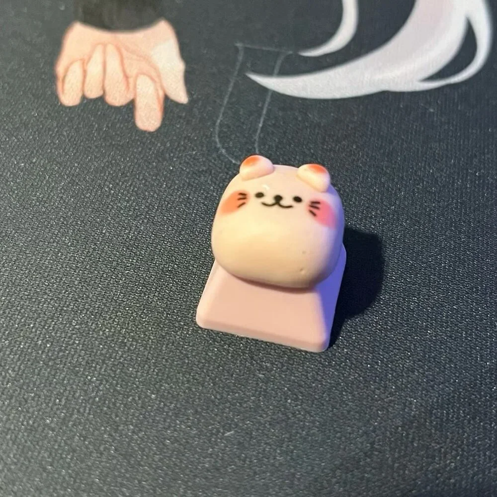 Cute Pink Artisan Keycap, kawaii animal for mechanical keyboard